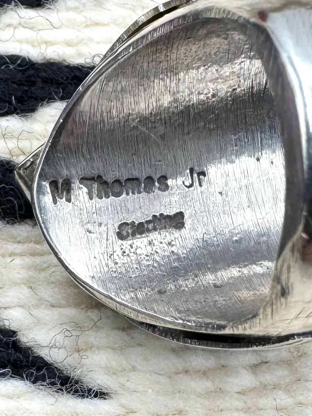 Mike Thomas Jr Navajo Native American Sterling Silver Turquoise Mens Ring 10.25